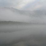 大正池の靄